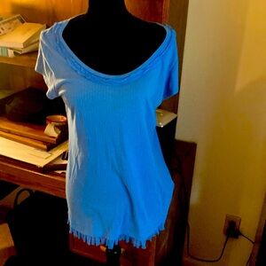 Ladies top color blue size XL with lace around top and bottom